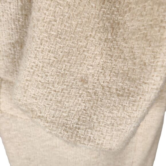 Vintage 80s Winter Overcoat Size 12 Cream Wool Tweed One Button Mid Length - Picture 14 of 16